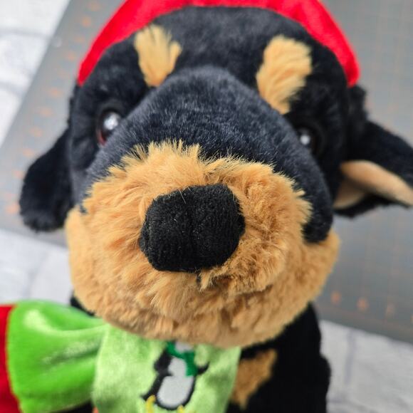 Walmart Holiday Rottweiler Dog Plush Stuffed Animal Leaf Antlers Penguin Scarf - Picture 7 of 16